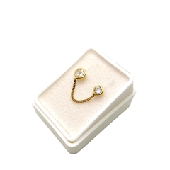 Aretes Broquel 2 Biseles con Cadena Oro 10K - tienda en línea