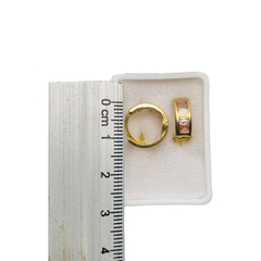 Aretes Huggies con Zirconias Blancas y Rosas Oro 10K 1.3cm - tienda en línea