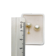 Aretes Broquel Base con Perla en Oro de 10K