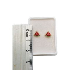 Imagen de Aretes Broquel Sandía esmaltada Oro 10K