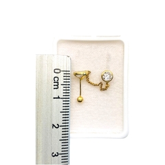 Aretes Broquel 2 Biseles con Cadena Oro 10K