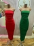 Imagem do Vestido Midi Vermelho e Verde Sem bojo