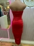 Vestido Midi Vermelho e Verde Sem bojo - Nic Store | Loja de Roupas Femininas