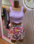 Conjunto Short Saia e Cropped Lilás
