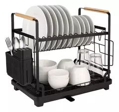Escurridor Secaplatos Cocina Sobre Mesada Platos Cubiertos Inoxidable Dos Niveles Bandeja Con Drenaje - comprar online