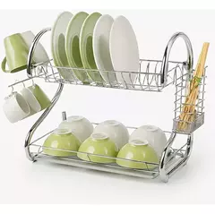 Secaplatos Escurridor De Platos 2 Pisos Para Cocina Plateado