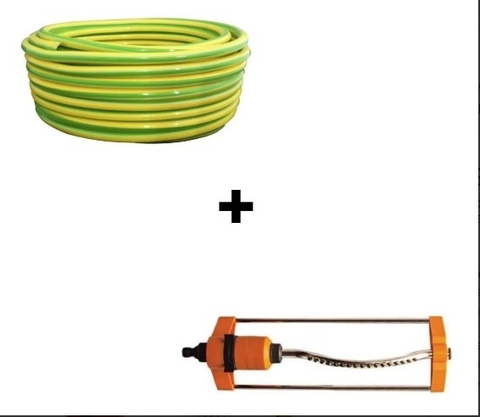 Manguera 1/2 " x 50 Mts Estandar + Acople + Rociador Oscilante
