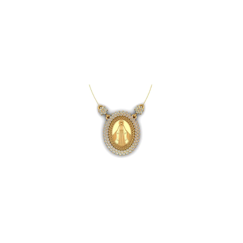 Colar Ouro Amarelo Nossa Senhora das Graças 0.66Ct de Diamantes - comprar online