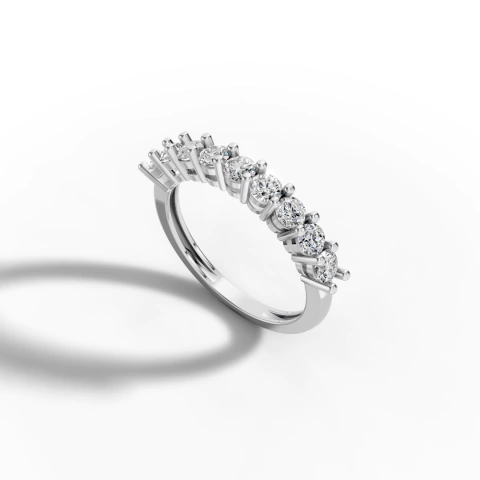 Meia Aliança Ouro Branco 18K 0,90 Ct de Moissanitas