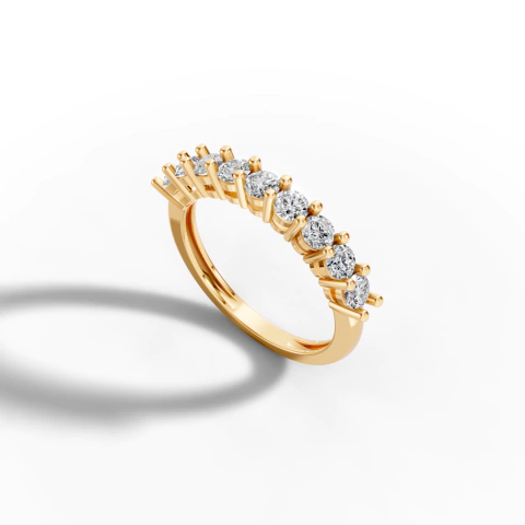 Imagem do Meia Aliança Ouro Branco 18K 0,90 Ct de Moissanitas