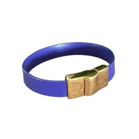 BRACELETE COURO AZUL