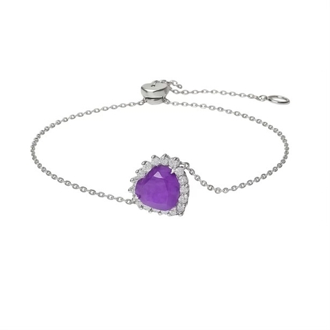PULSEIRA CORAÇÃO FUSION AMETISTA - PRATA 925 - comprar online