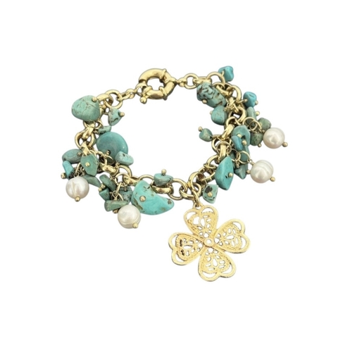 PULSEIRA CHARMS PEDRA NATURAL - BANHO DOURADO - comprar online