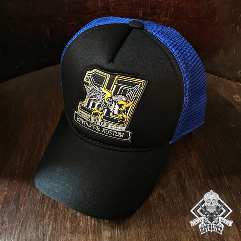 Boné Trucker Eagle Azul e Preto - Revolver Kustom