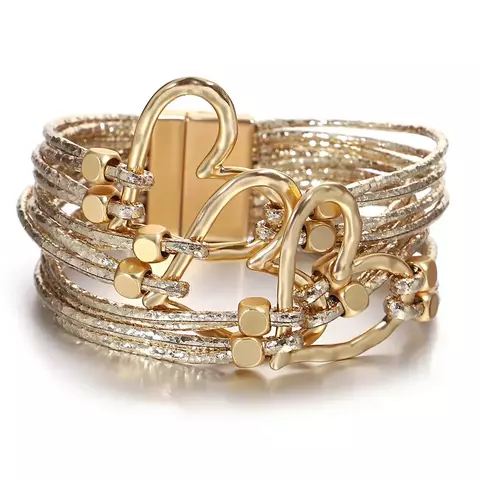 Pulseira de Couro Trançado Coração Grande - Delatop - comprar online