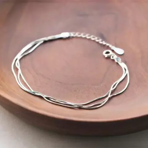 Pulseira Cordão Triplo de Prateado - Delatop