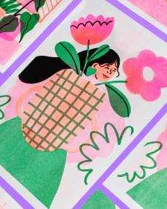 Risografía “Llevo flores a donde voy” en internet