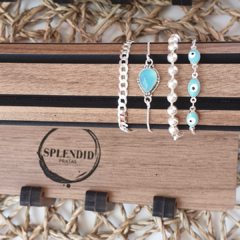 Pulseira de pedra Calcedônia Azul - Luciana Silva Lessa