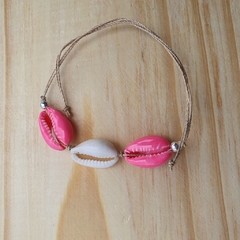 Pulseira ou Tornozeleira Buzios Resinados Rosa