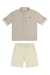 CONJUNTO BOY CAMISA GOLA PADRE E E BERMUDA EM SARJA COLORITTA