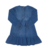 Vestido infantil menina indigo escuro com bordados florais e mangas longas. 50322