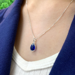 Imagem do Colar Pr gota zirconia azul safira