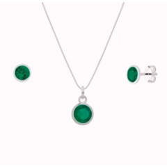 Conjunto Pr ponto de luz zirconia verde - loja online