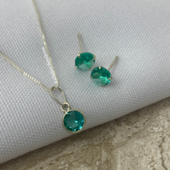 Conjunto Pr ponto de luz zirconia verde água - comprar online