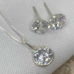 Conjunto Pr Ponto de Luz zirconia cristal G - Kallajian Semijoias