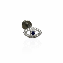 Piercing reto olho grego cravejado - loja online