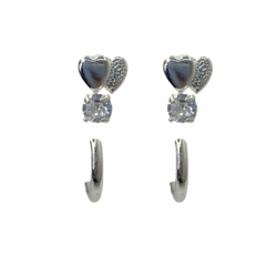 Trio de brincos coração e argola - comprar online