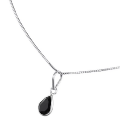 Colar Pr gota zirconia preta - loja online