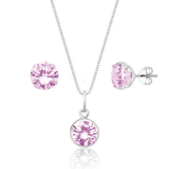 Conjunto Pr ponto de luz zirconia rosa claro - loja online