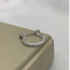 Piercing Pr argola cravejado com zirconias cristal - Kallajian Semijoias