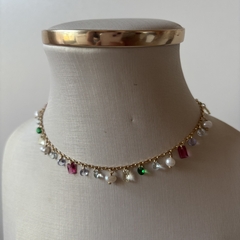 Choker Cristais Dourada. na internet