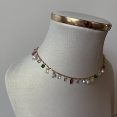 Choker Cristais Dourada. - comprar online