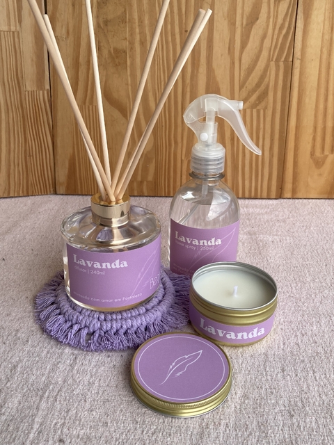 Trio Aromático Lavanda + Tapetinho de Macramê Lilás - comprar online