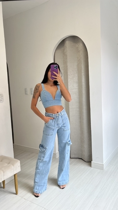 CALÇA CARGO MIA - LAVAGEM CLARA - N A G • S T O R E