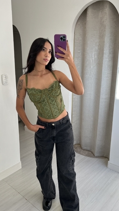 CORSELET RENDADO - VERDE - loja online