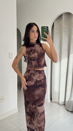 CONJUNTO MAYARA - MARROM MARMORIZADO