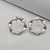 Brinco Circulo Vazado Detalhes Banho Rodio Branco