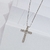 Colar Cruz 2 Fileiras Banho Rodio Branco - comprar online