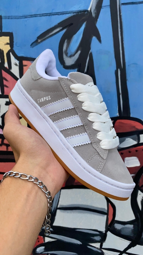 Tênis Adidas Campus Cinza com Branco Camurça T508 - comprar online