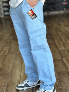 Calça Cargo Jeans Azul sem Punho M283 - comprar online
