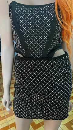 conjunto feminino preto com pedrinhas F46 na internet
