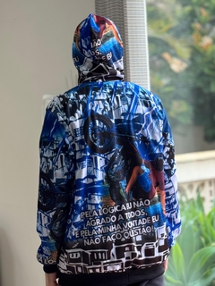 Blusa moletom Quebrada Grau Azul M275 na internet