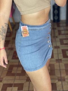 Saia jeans com botões na lateral M1496 - comprar online