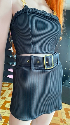 conjunto preto feminino com cinta dourada F58 - comprar online