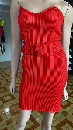 vestido vermelho feminino com sinta F81 - comprar online