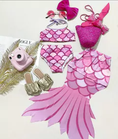 Conjunto Infantil Sereia 3 peças Rosa e Roxo M3609 - comprar online